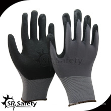 SRSAFETY 13g sandy finish nitrile coated glove/working gloves/safety gloves